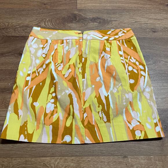 J.Crew Bright Summer Mini Skirt Womens Size 2 Yellow Orange Stretch Cotton - Picture 2 of 7